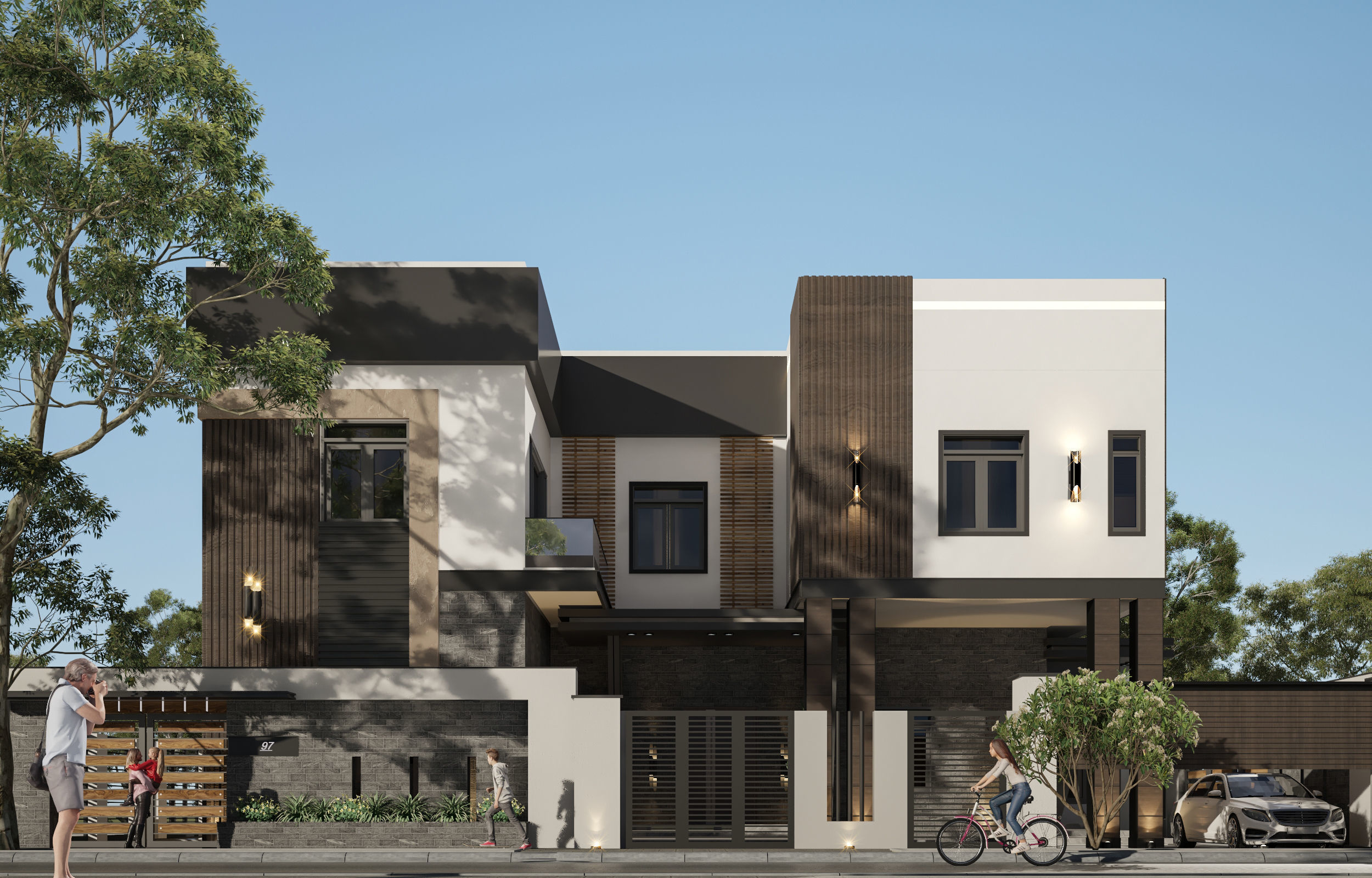 Villa exterior design  Low-poly 3D model_6