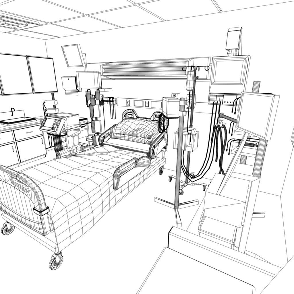 Hospital Rooms Low-poly 3D model_8