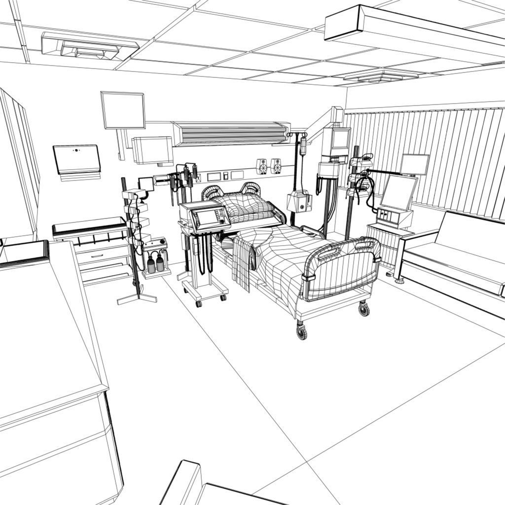 Hospital Rooms Low-poly 3D model_6