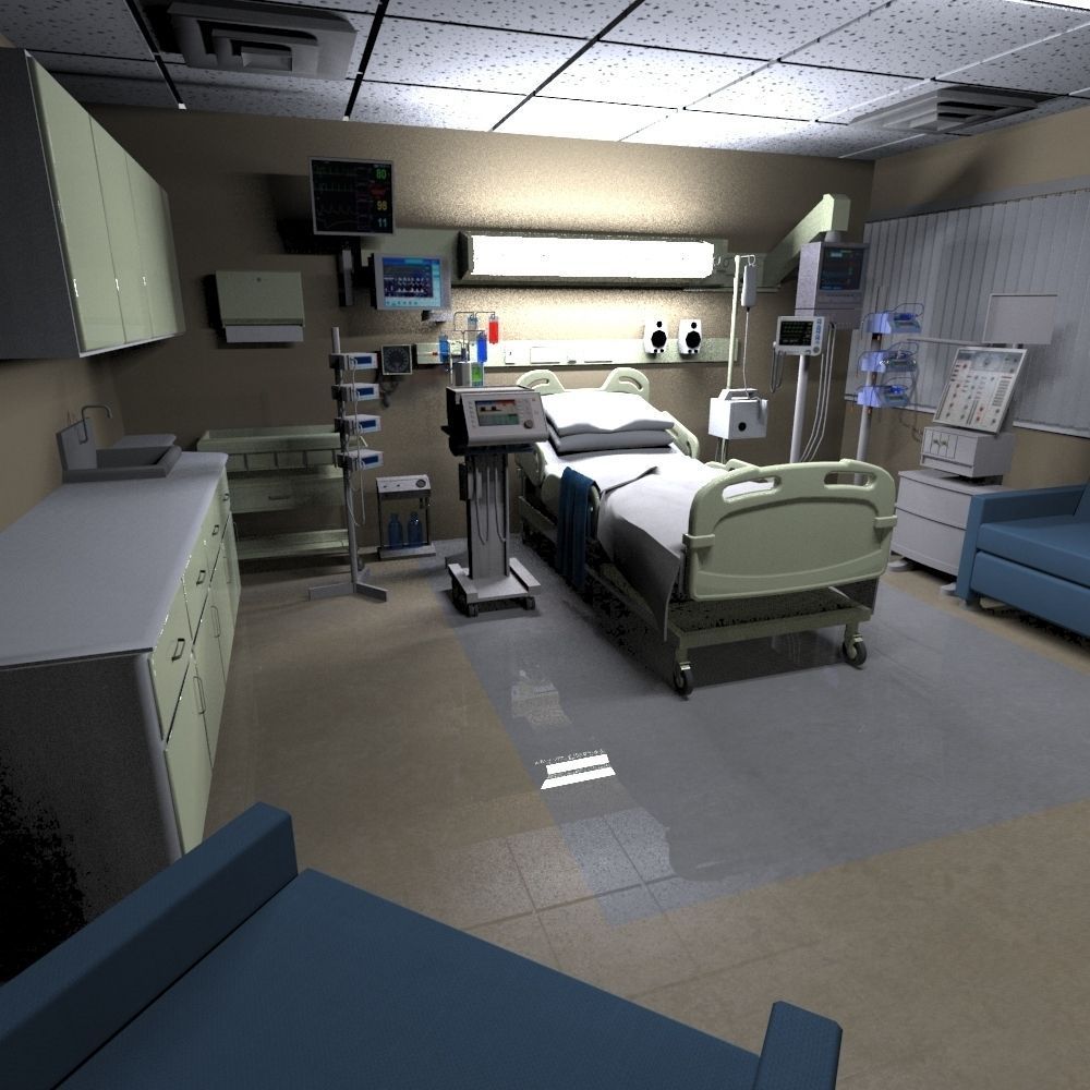 Hospital Rooms Low-poly 3D model_2