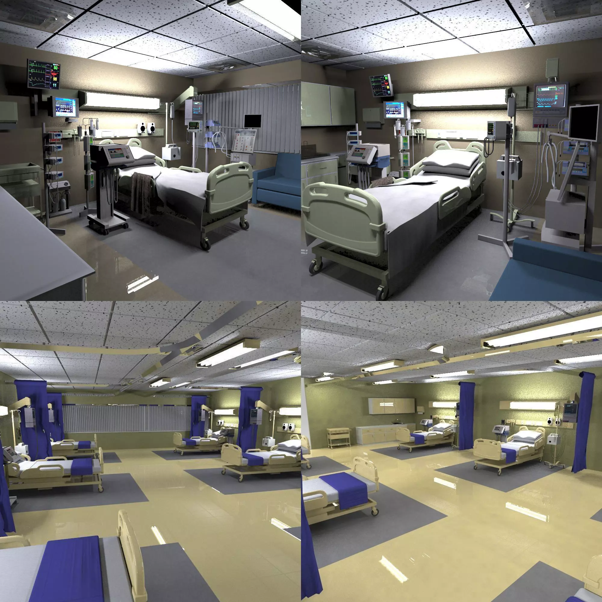 Hospital Rooms Low-poly 3D model_0