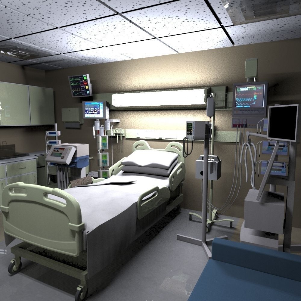 Hospital Rooms Low-poly 3D model_1