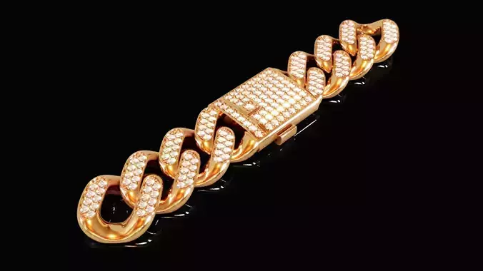 Diamond Cuban bracelet 10 3D print model