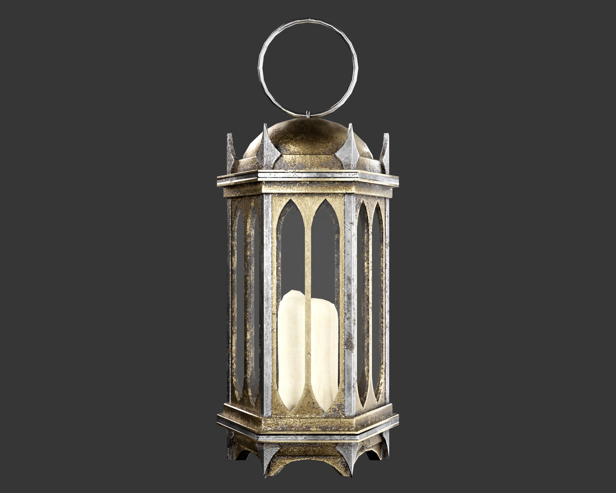 Medieval Noble Lighting Lantern Low-poly 3D model_3