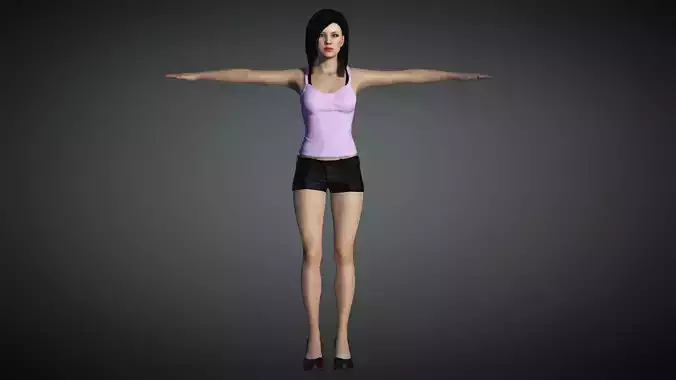 Emo Girl - Top Model woman in highheels - Rigged and Blendshapes