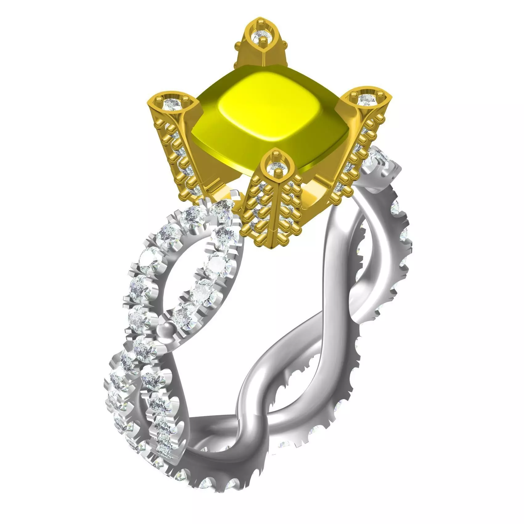Cushion Stone with Infinite Band Womens Ring 3D print model