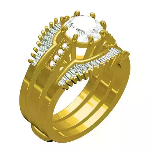 Round Diamond Solitaire Ring With Bands