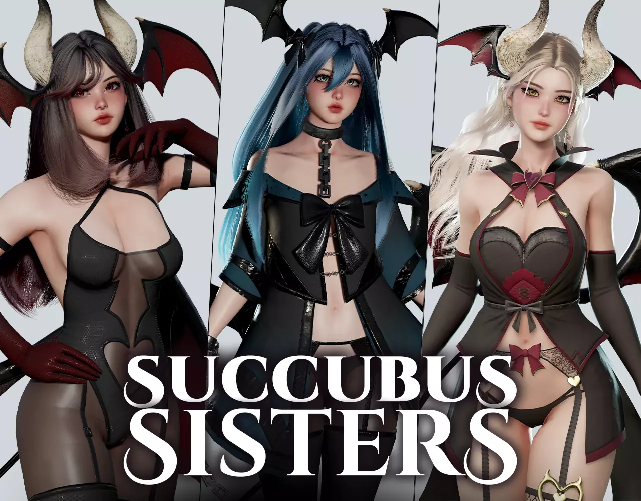 Succubus Sisters - Game Ready Fantasy Girls 3D Model Collection_0