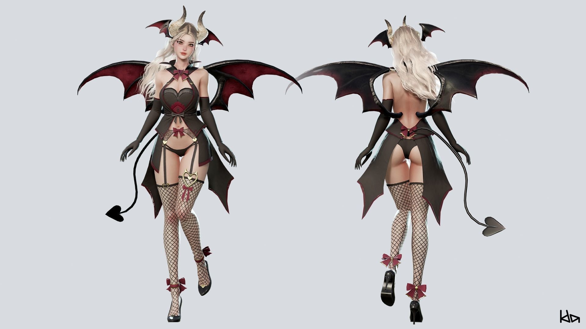 Succubus Sisters - Game Ready Fantasy Girls 3D Model Collection_10