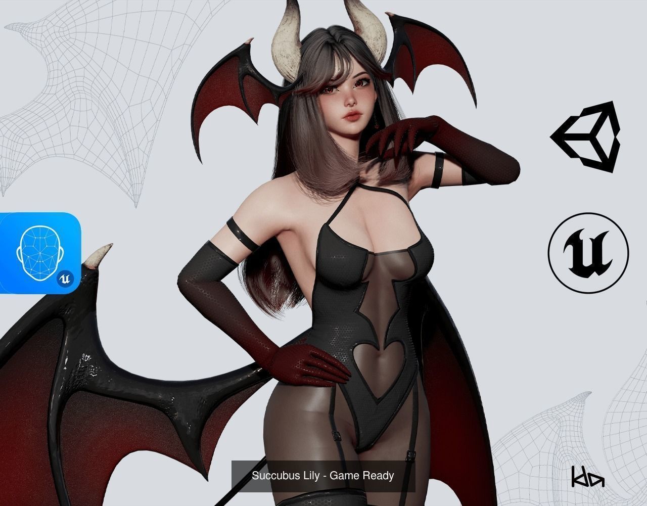 Succubus Sisters - Game Ready Fantasy Girls 3D Model Collection_5