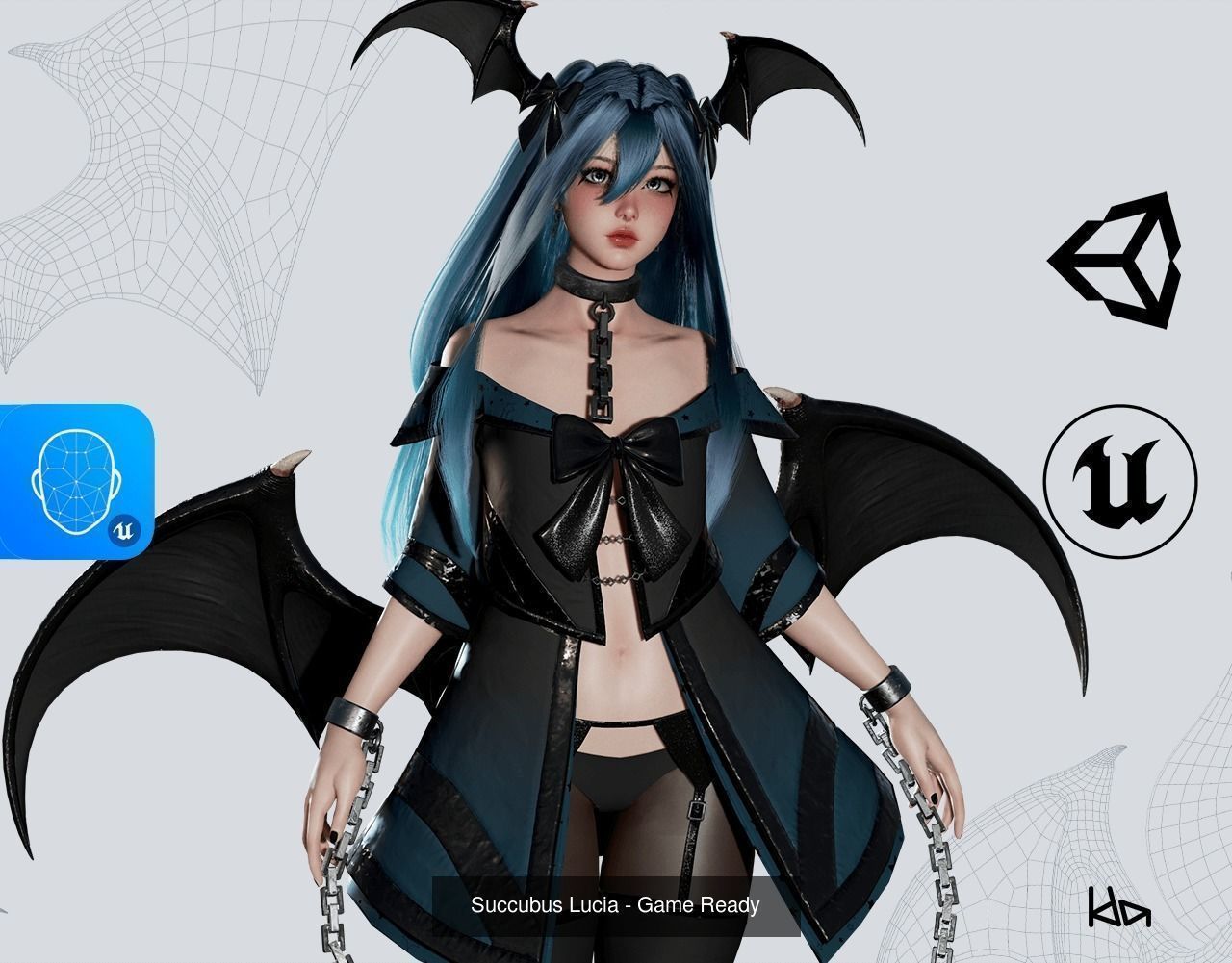 Succubus Sisters - Game Ready Fantasy Girls 3D Model Collection_6