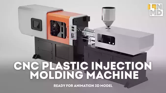 CNC Plastic Injection Molding Machine ready for animation Low-poly 3D model