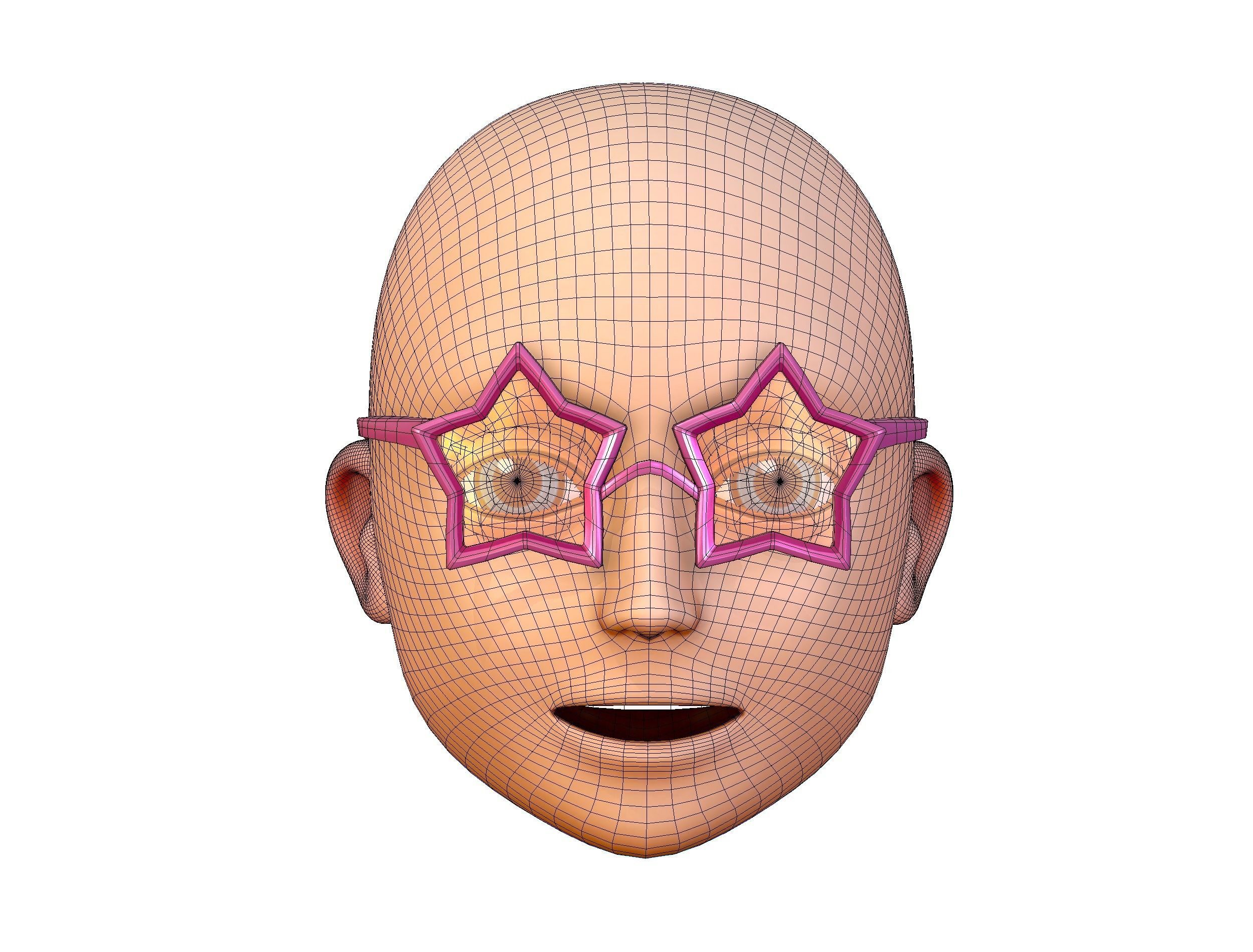 Party Glasses for Young Man Boy Bald Head Icon 3D model_10