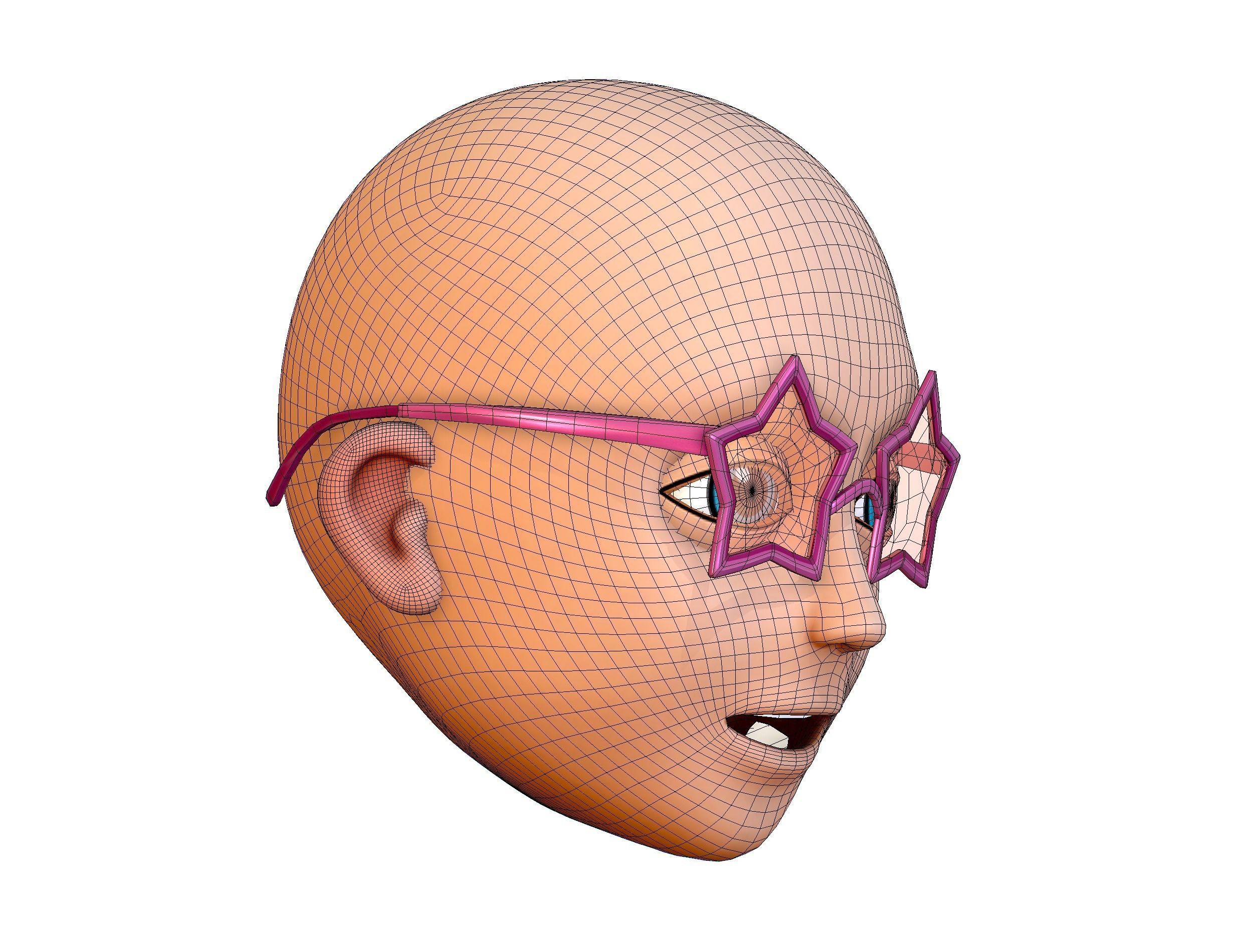 Party Glasses for Young Man Boy Bald Head Icon 3D model_11