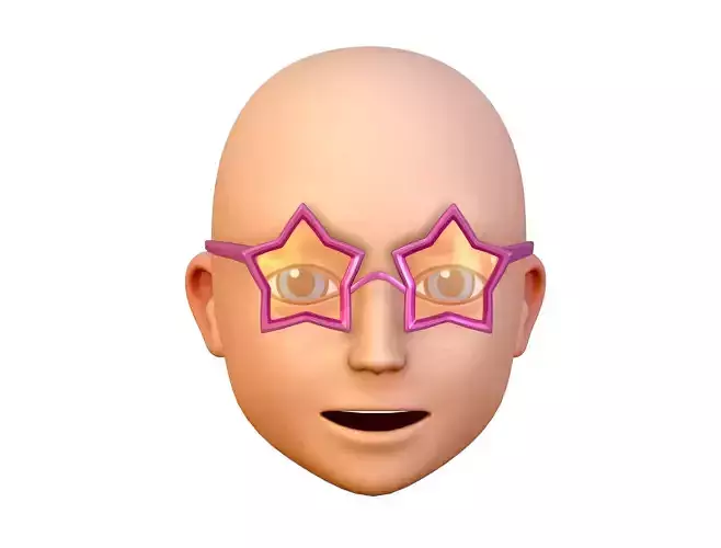 Party Glasses for Young Man Boy Bald Head Icon 3D model