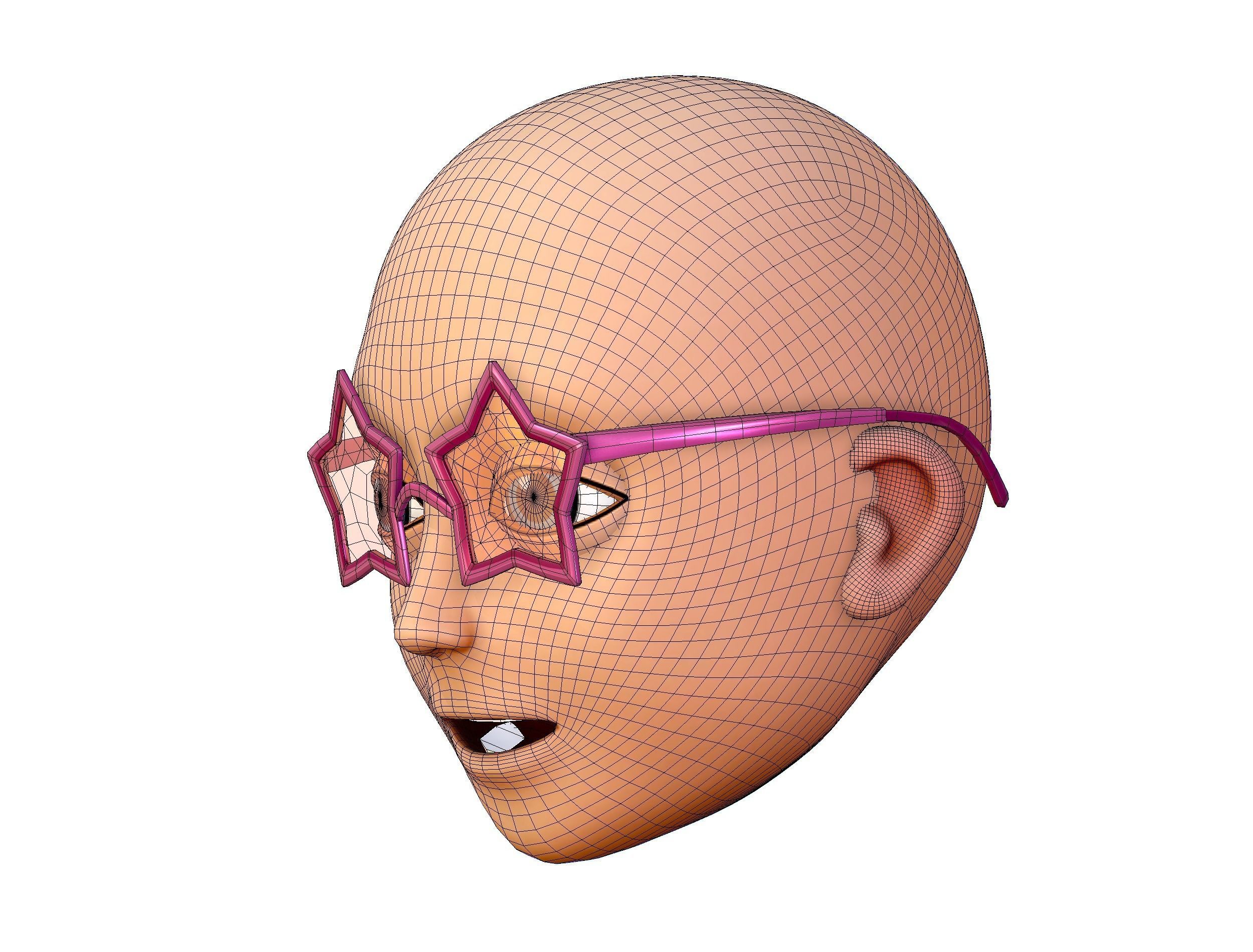 Party Glasses for Young Man Boy Bald Head Icon 3D model_12