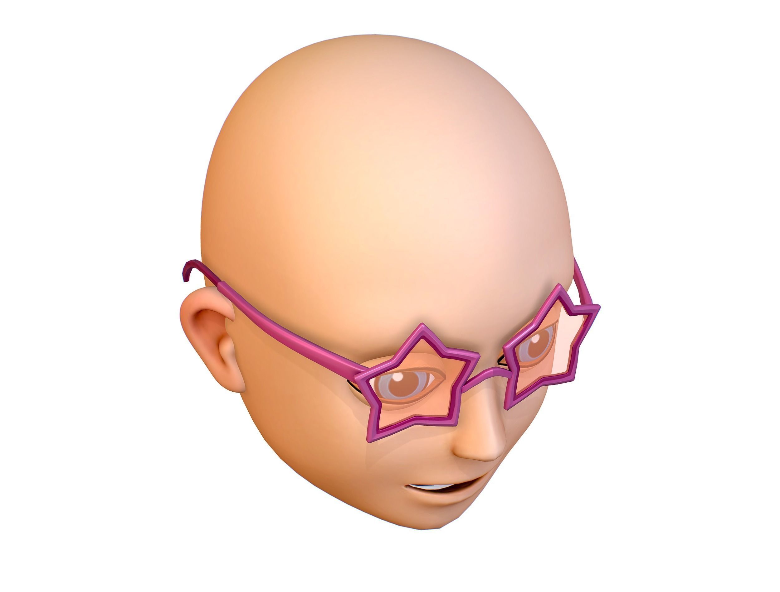 Party Glasses for Young Man Boy Bald Head Icon 3D model_4