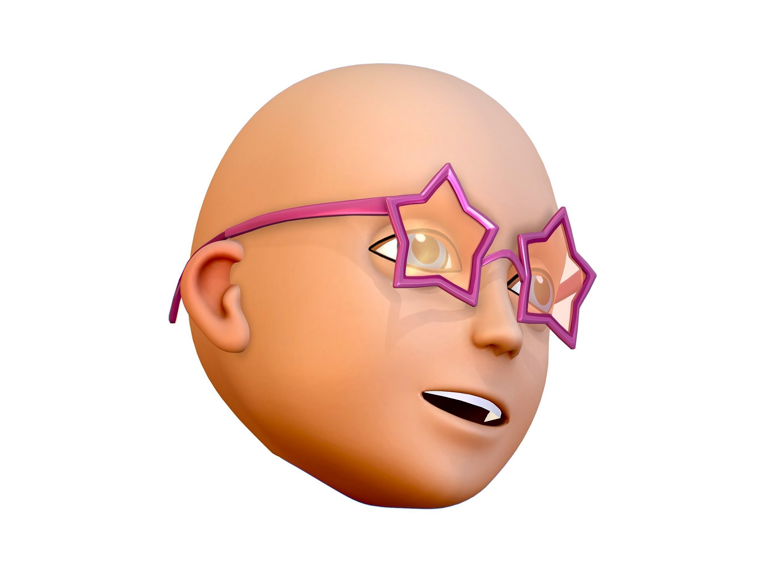 Party Glasses for Young Man Boy Bald Head Icon 3D model_6