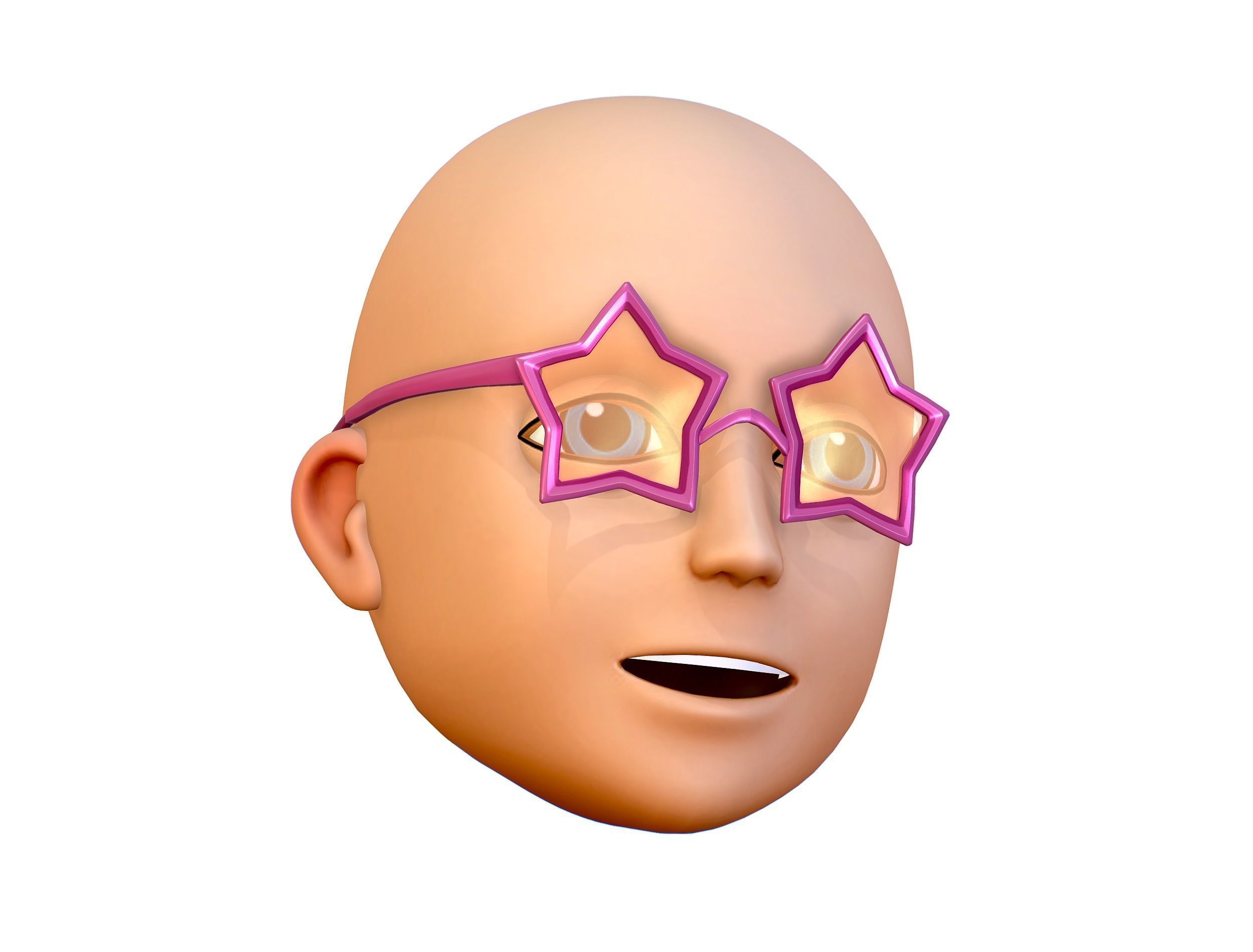 Party Glasses for Young Man Boy Bald Head Icon 3D model_7
