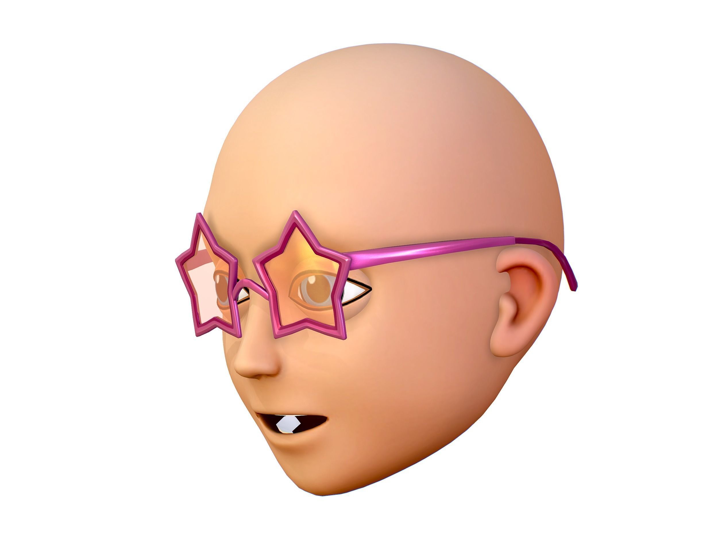 Party Glasses for Young Man Boy Bald Head Icon 3D model_8