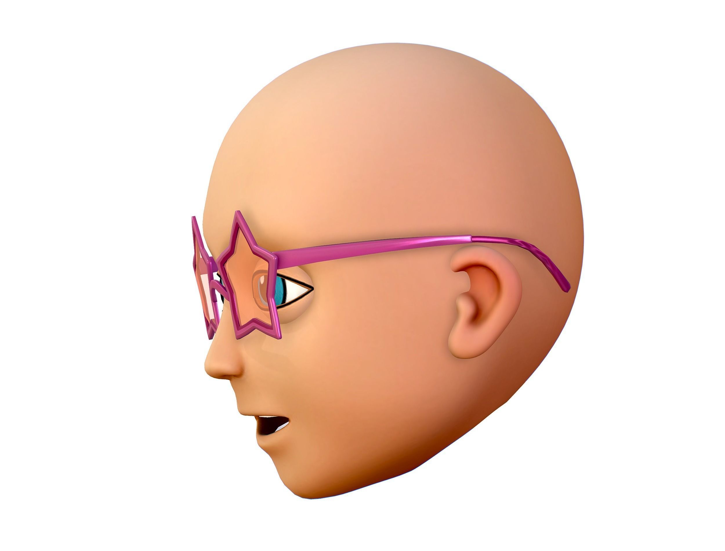 Party Glasses for Young Man Boy Bald Head Icon 3D model_9