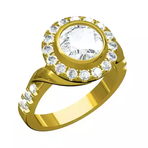Beautiful Round Halo Cathedral Ring