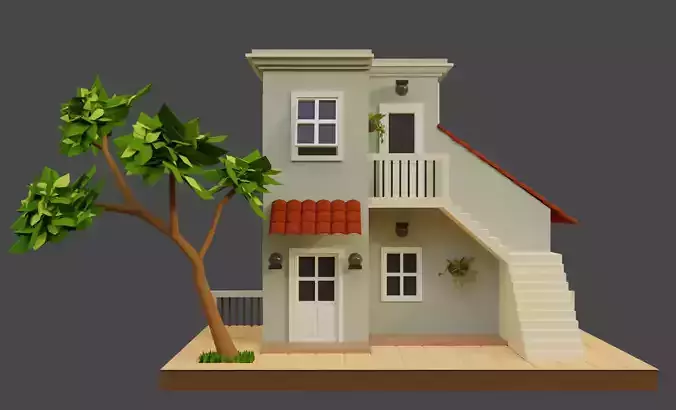 Low Poly Tiny House Low-poly 3D model Low Poly Tiny House Low-poly 3D model