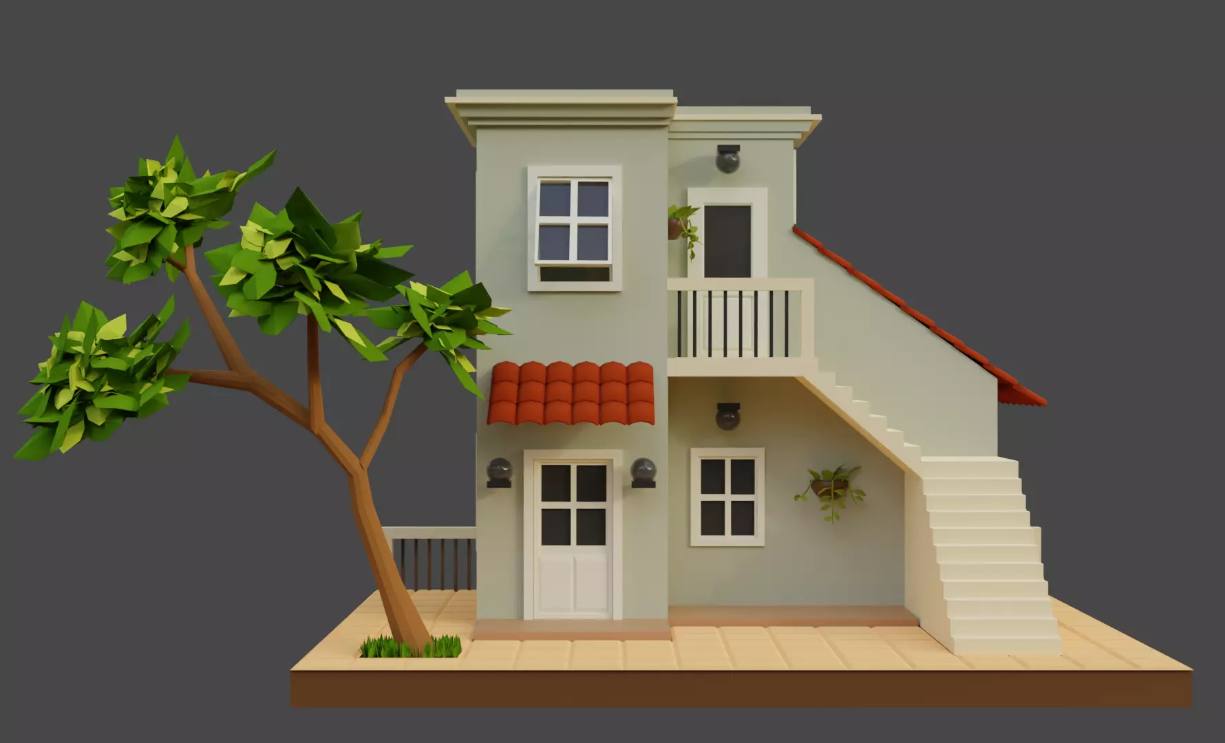 Low Poly Tiny House Low-poly 3D model_0