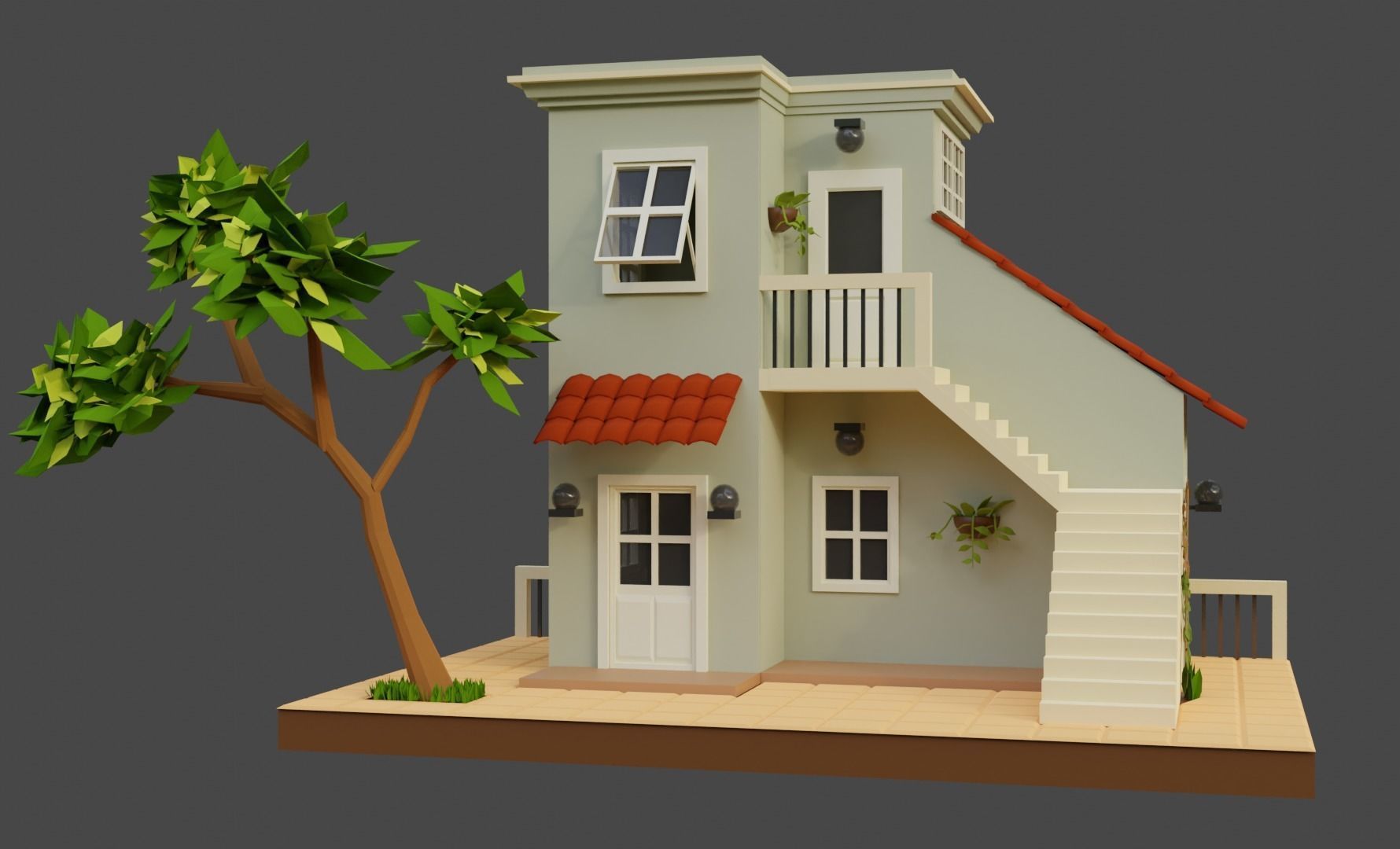 Low Poly Tiny House Low-poly 3D model_3