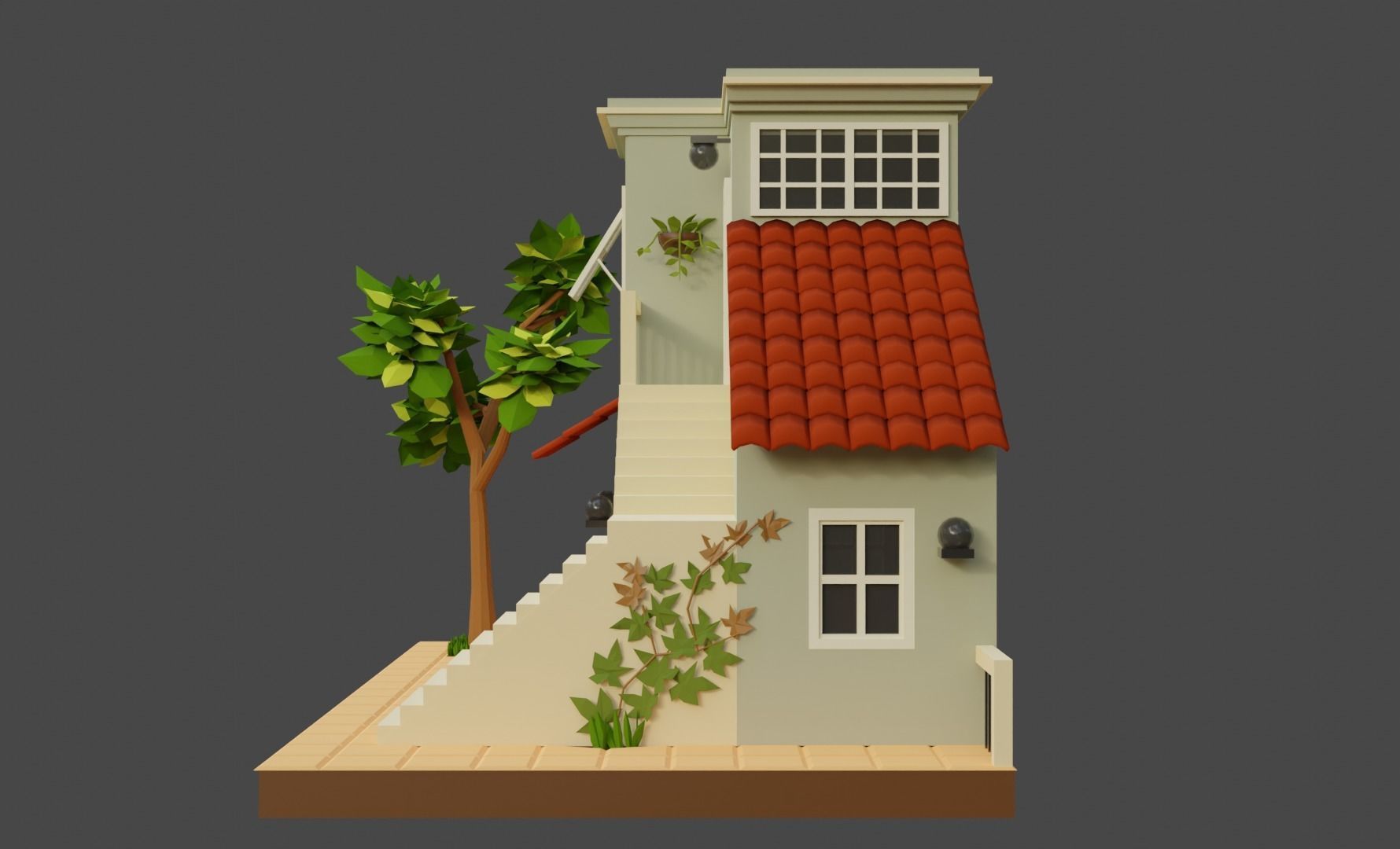 Low Poly Tiny House Low-poly 3D model_1