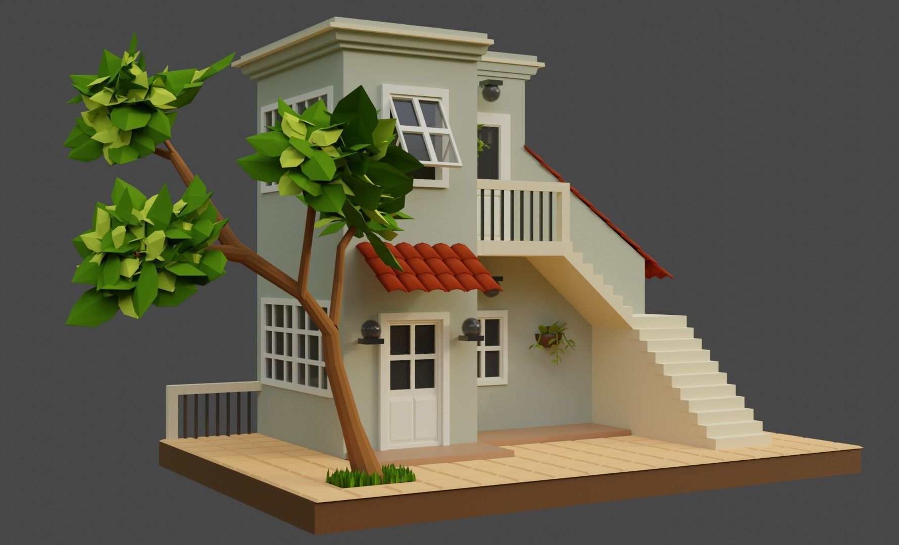 Low Poly Tiny House Low-poly 3D model_4