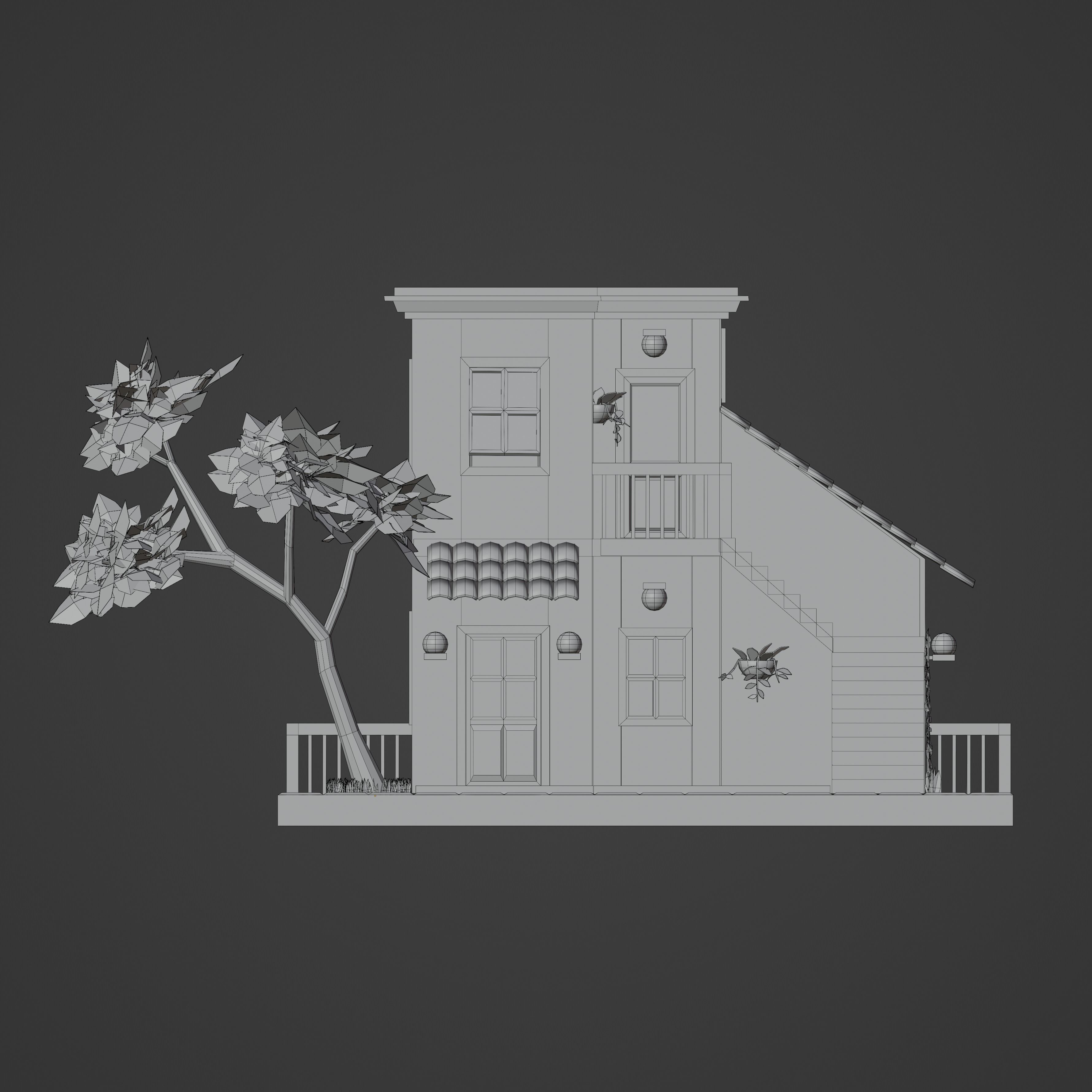 Low Poly Tiny House Low-poly 3D model_13