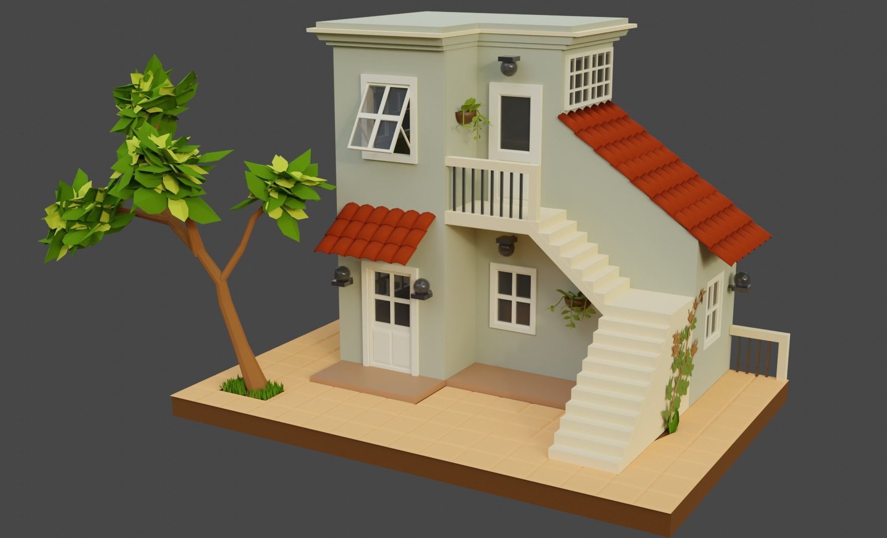 Low Poly Tiny House Low-poly 3D model_7