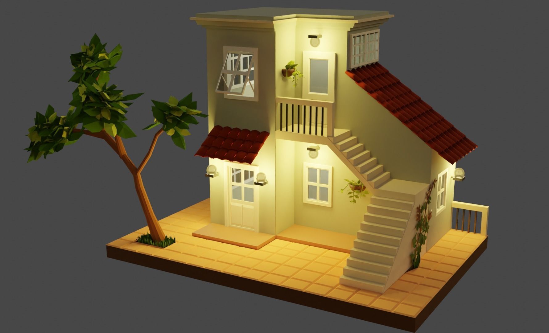 Low Poly Tiny House Low-poly 3D model_8