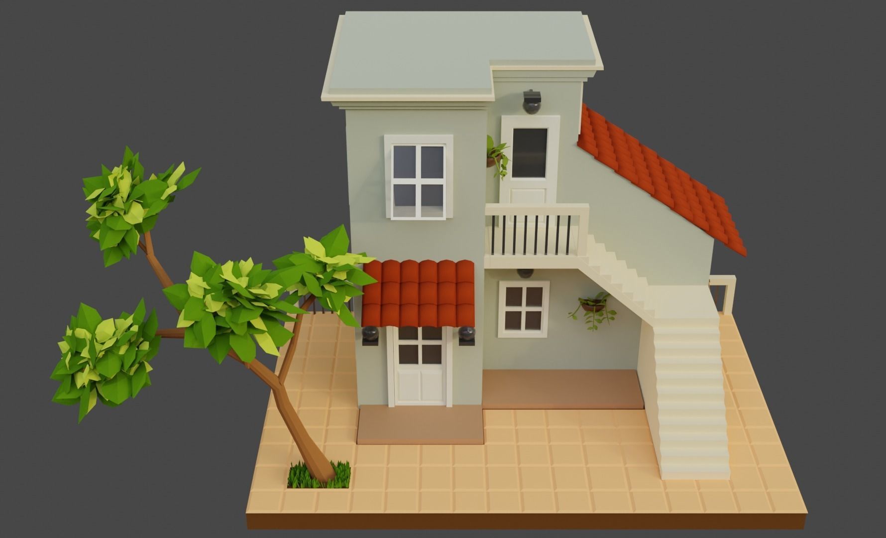 Low Poly Tiny House Low-poly 3D model_6