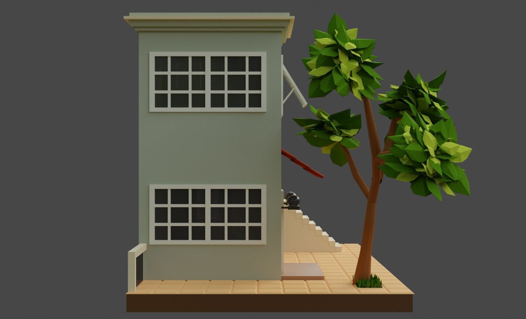 Low Poly Tiny House Low-poly 3D model_5