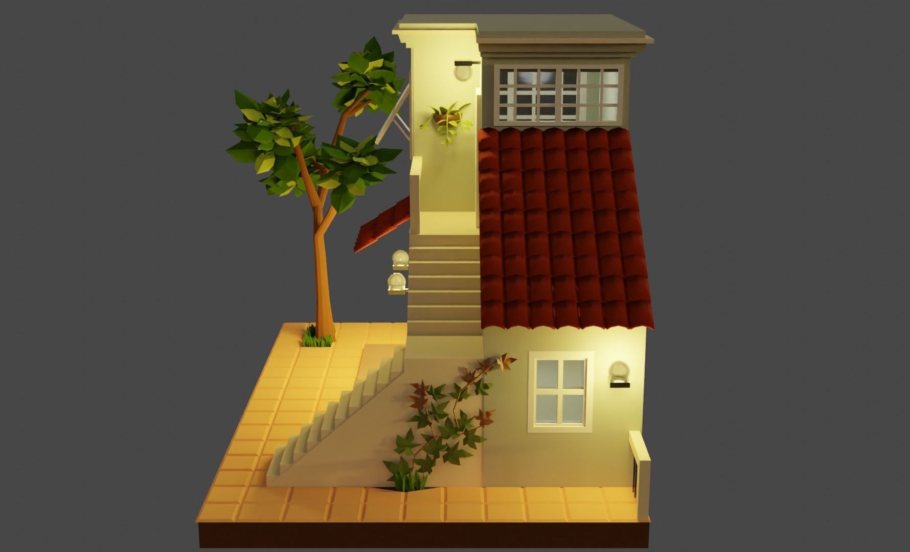 Low Poly Tiny House Low-poly 3D model_9