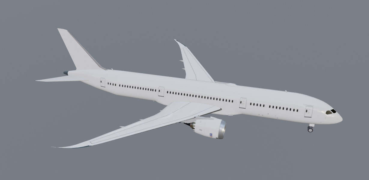Boeing 787- 9 Dreamliner Low poly 3D Model Generic livery Low-poly 3D model_7
