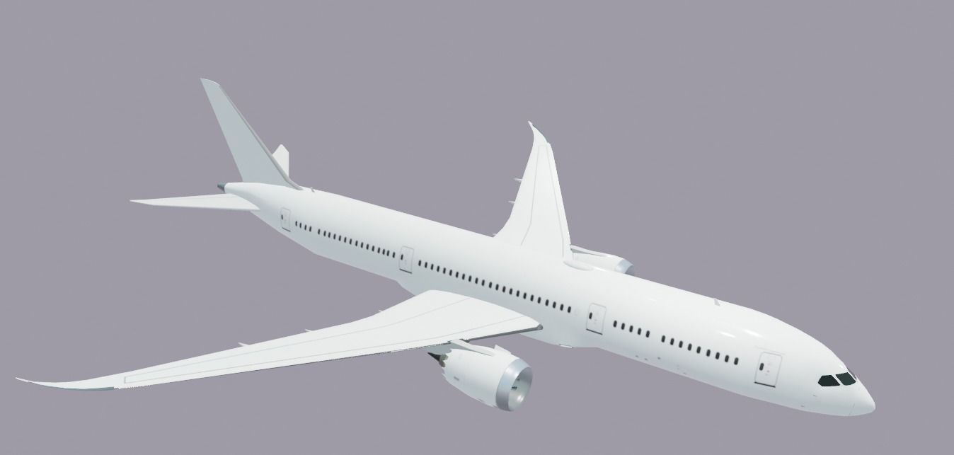 Boeing 787- 9 Dreamliner Low poly 3D Model Generic livery Low-poly 3D model_2