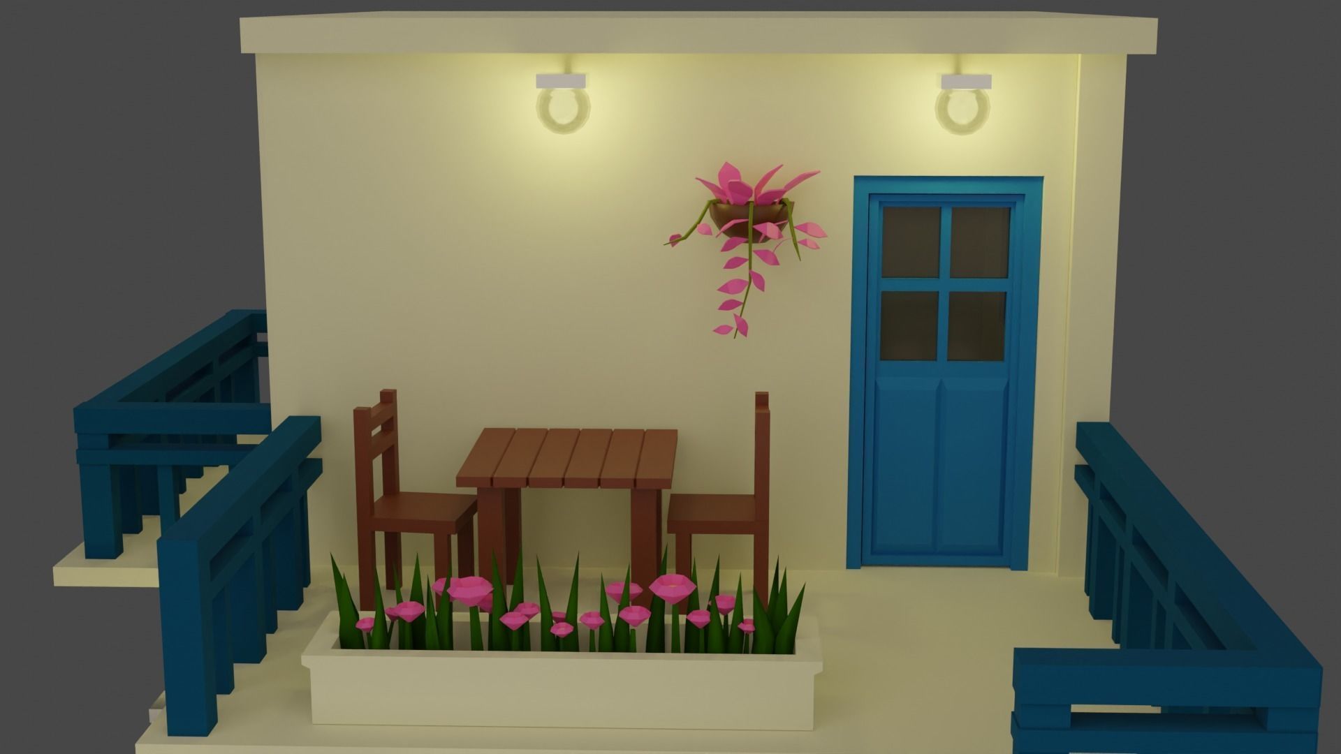 Low Poly Greece House Low-poly 3D model_13