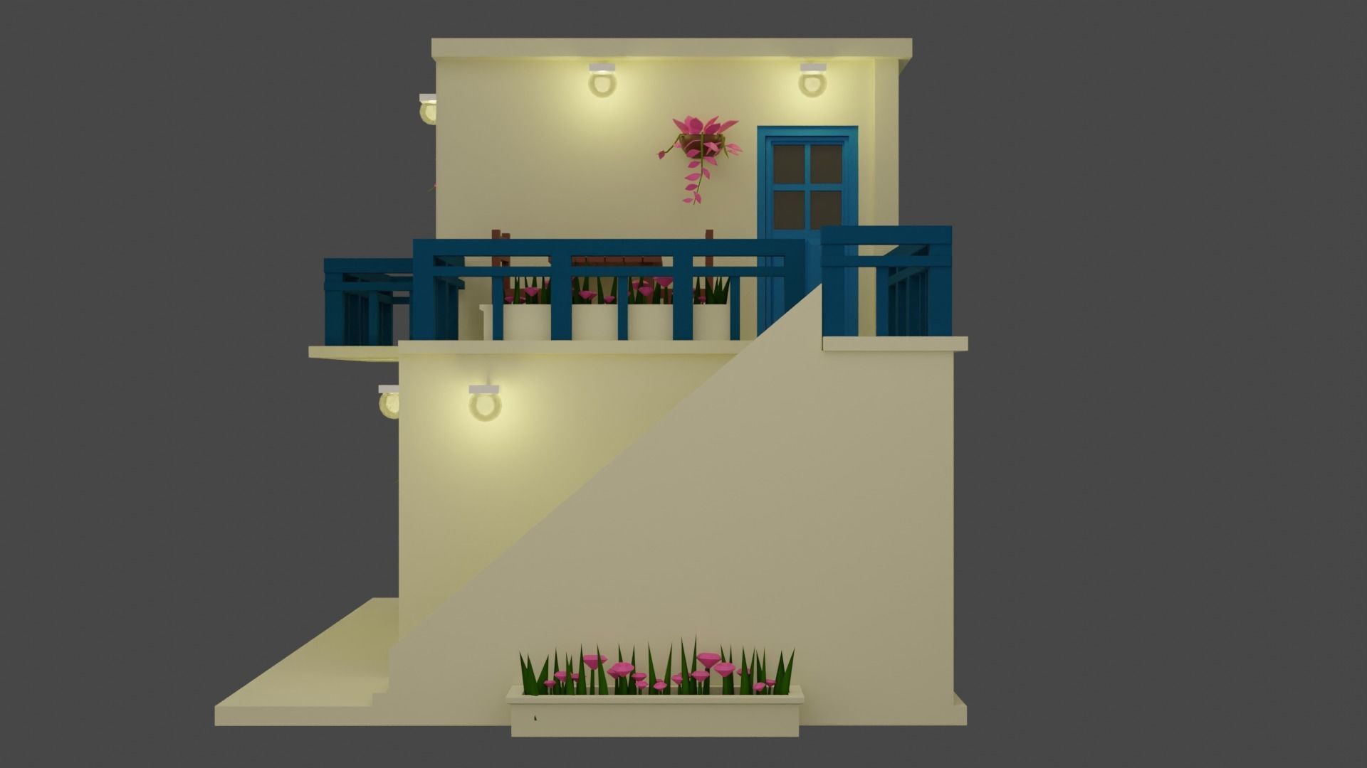 Low Poly Greece House Low-poly 3D model_4