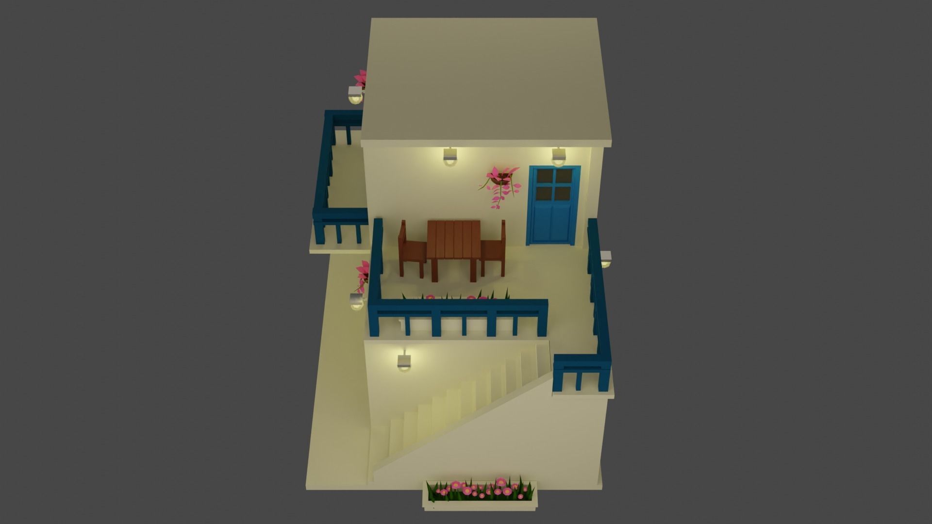 Low Poly Greece House Low-poly 3D model_10