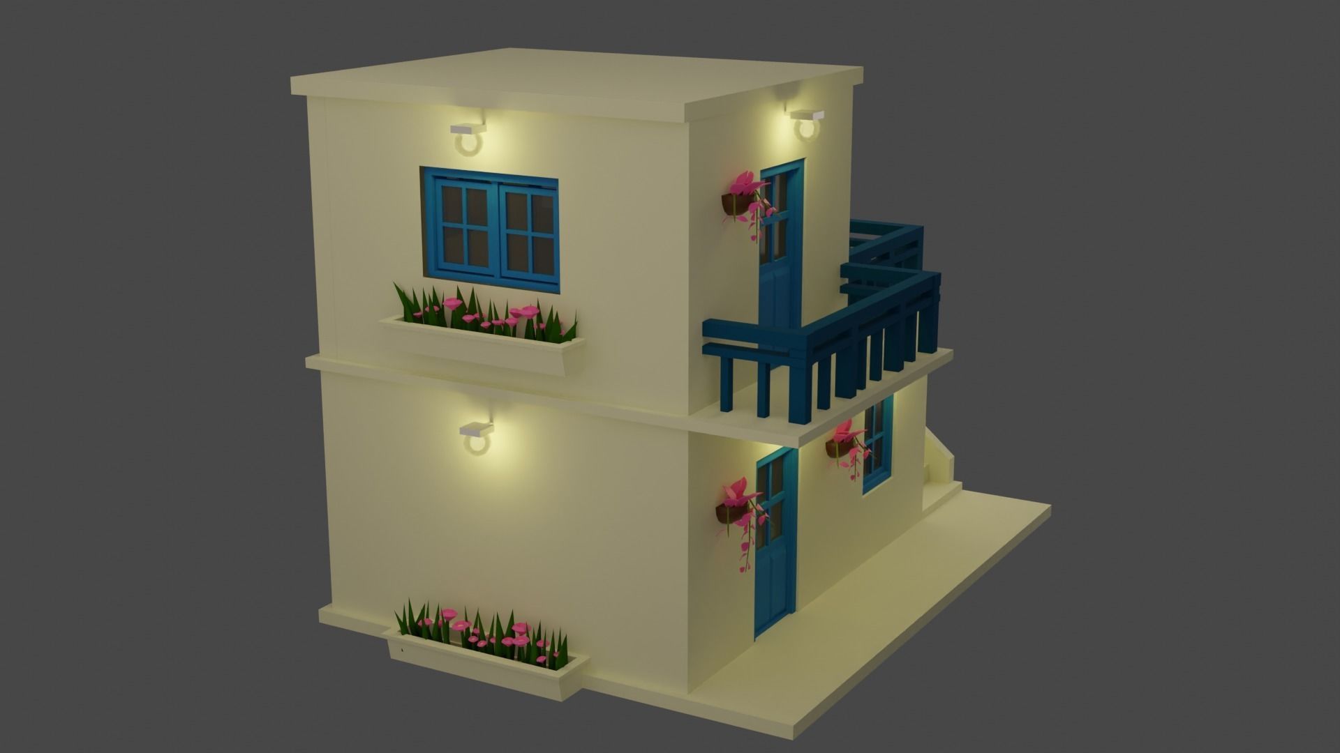 Low Poly Greece House Low-poly 3D model_7