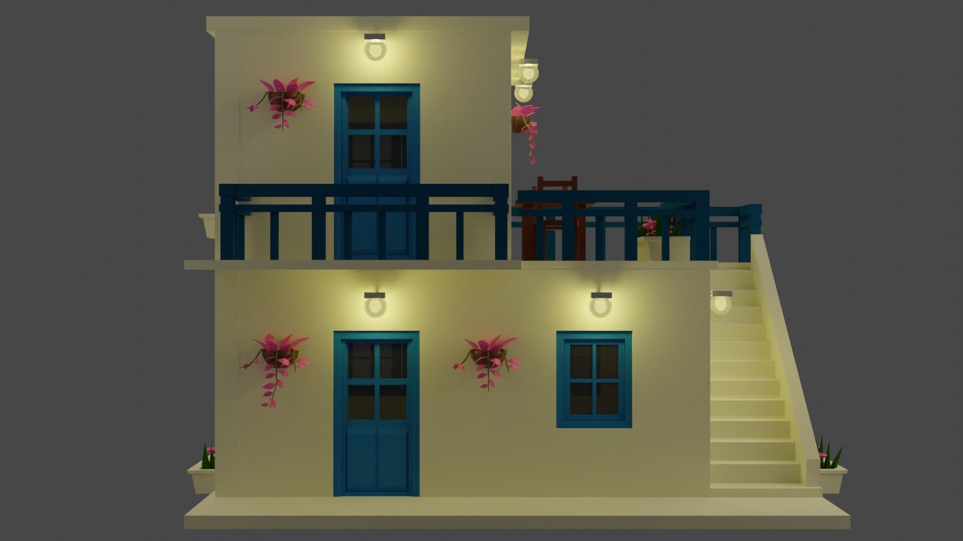 Low Poly Greece House Low-poly 3D model_3