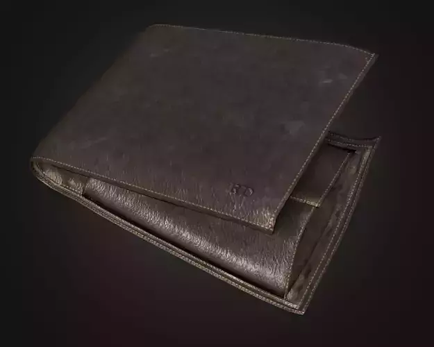 Model of a leather wallet Low-poly 3D model