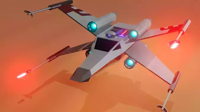 Xwing Low Poly looping animation Low-poly 3D model