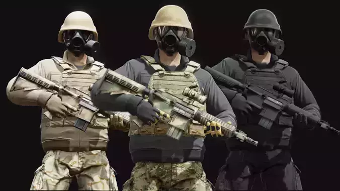 Modern Soldier Low-poly 3D model