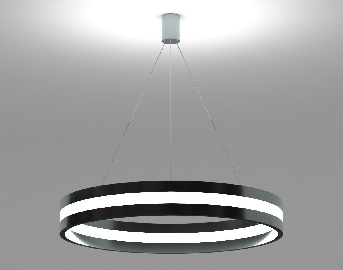 Ceiling light - Modern halo chandelier with single LED Low-poly 3D model_1