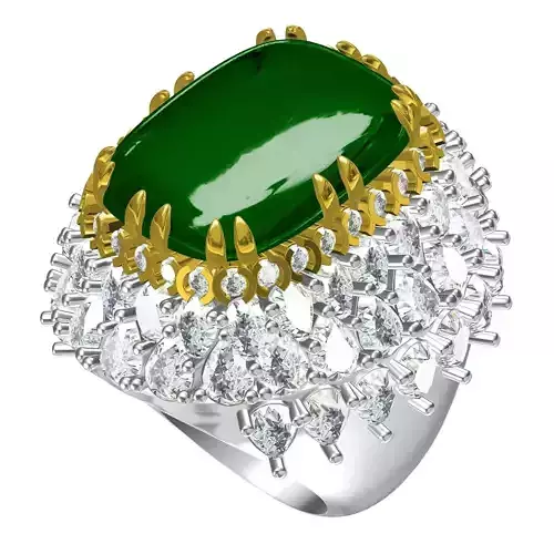 Emerald Green Cabochon Vintage Ring