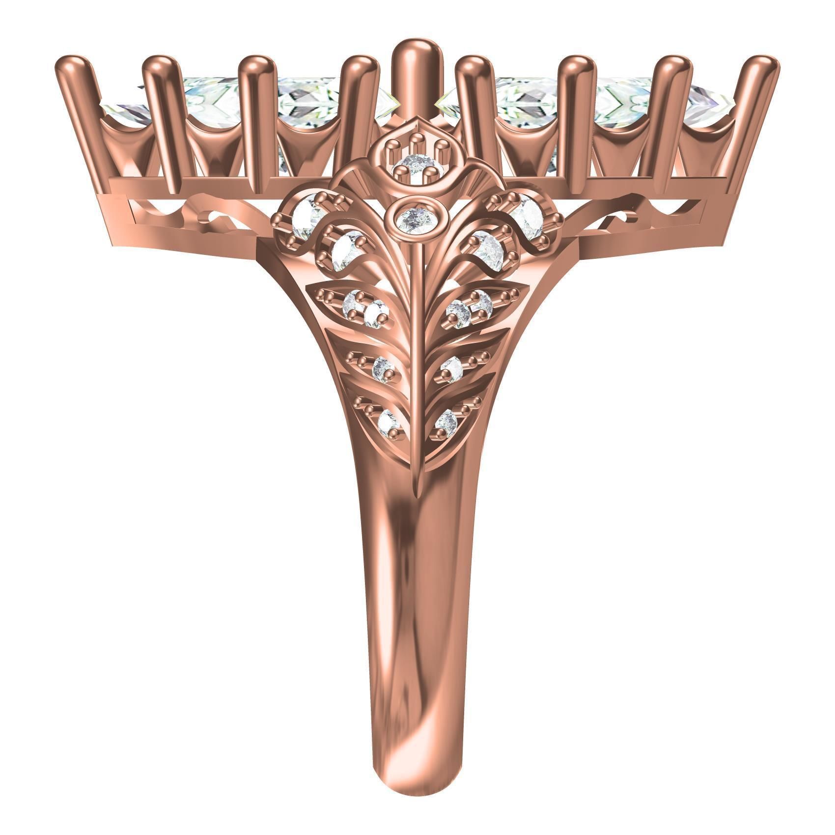 Pear Shape Twin Stone Art Deco Style Ring 3D print model_4